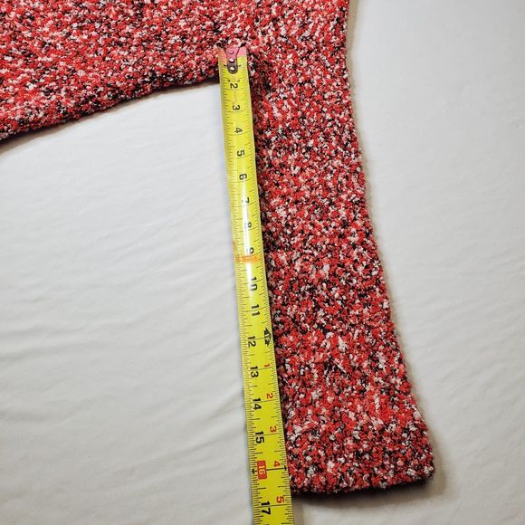 EVAN PICONE Mouline Sweater Knit Cardigan Chunky Collar Red Button Up Womens MED - Picture 8 of 12